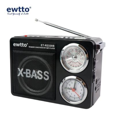 China Ewtto ET-R2320B Portable AM ​​FM Radio 3Band Switch Eco-friendly Radio with 1100mAH Battery for sale