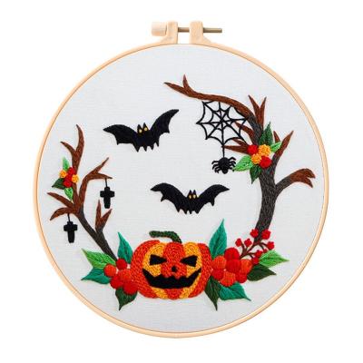 China Cotton Halloween Embroidery Kit Beginners with hoop, thread, needles - full kit, DIY craft for sale