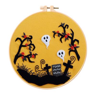 China Cotton Halloween Embroidery Kits for Adults with Hoop, Thread, Needles, Full Kit, DIY Craft for Beginner for sale