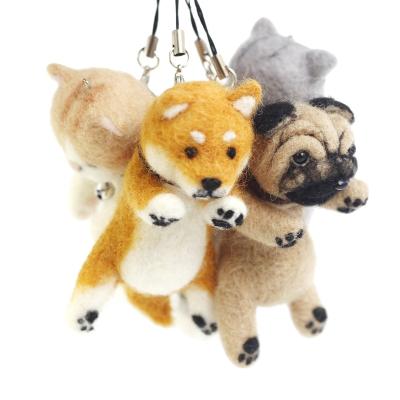 China 2022 Eco Friendly Customized Needle Felting Starters Kit Wool Felted Dogs Cats 3D Backpack Animal Keychain DIY Charms Ornament for sale