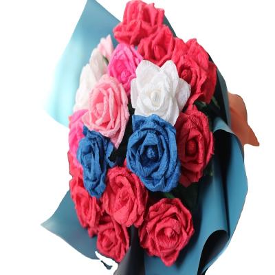 China Environmental OEM ODM DIY Handcraft Kits Home Decoration Artificial Paper Flower Fake Dropshipping Rose for sale