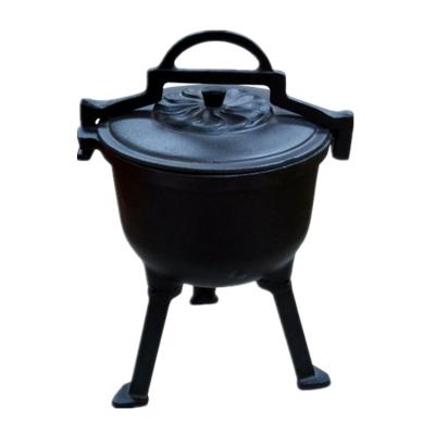 China 4L sustainable round non stick cast iron potjie deep pot casserole South Africa shape with three legs and lids for sale