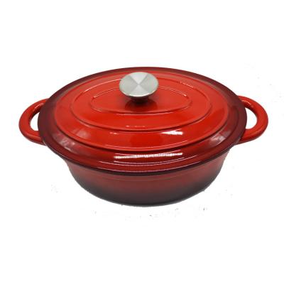 China Viable oval shape 4.5QT red color roasting cookware cast iron enamel pot with lid for sale