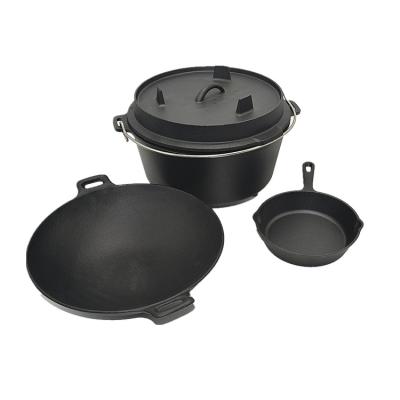 China China Sustainable Manufacture Coating Pre-seasoned Cast Iron Cookware Sets Kitchen For Camping for sale