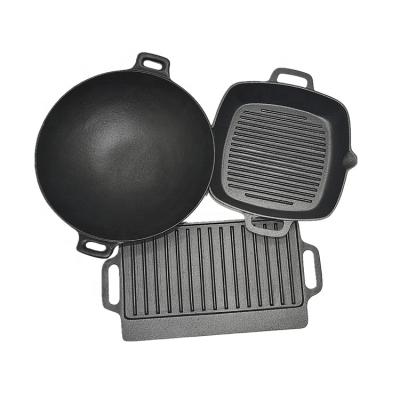 China China Sustainable Wholesaler BBQ Cast Iron Kitchen Ware Heavy Duty Cookware Set Cooking for sale