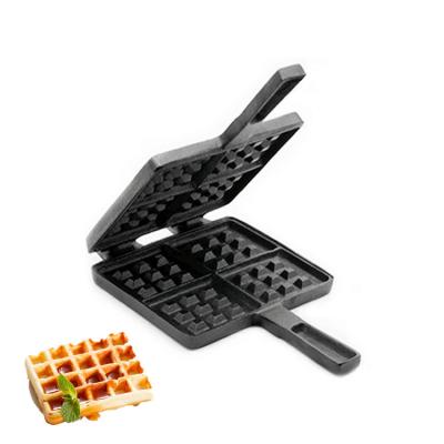 China Pre-Seasoned Cast Iron Waffle Maker 16.5cm Commercial Disposable Square Shape Cake Mold Waffle Maker With Handles for sale