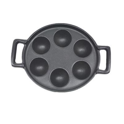 China Maru Octopus 2021 Multi Cooking Pans Double Handles Miniature Cookware Matte Black Cast Iron Dinnerware With 6 Holes for sale