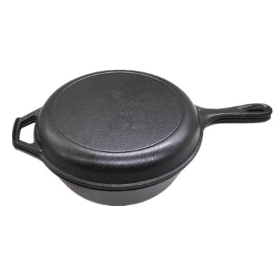 China Amazon Sustainable Hot Sale Cast Iron Matte Black Coating Double Dutch Oven With Stove Lid for sale