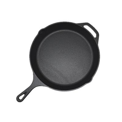 China Sustainable 10 inch round shape vegetable oil cast iron pizza pan with helper handle for sale