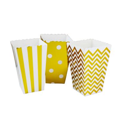 China Custom Hot Stamping DOUBLE WALL Gold Stripe Silver Dot Wave Popcorn Disposable Paper Cup for sale