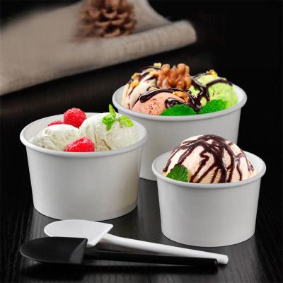 China DOUBLE WALL 3oz 5oz 8oz Yogurt Ice Cream Hot Selling Eco Friendly Disposable White Paper Cup With Cover for sale