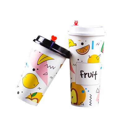 China 500ml Coffee Cup 500ml Custom Disposable Beverage Drinkware DOUBLE WALL Packing Juice Paper Cup With Lids for sale