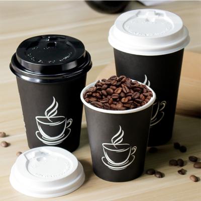 China DOUBLE WALL Factory Price Black Disposable Kraft Paper Cup Cheap Disposable Coffee With Lids for sale