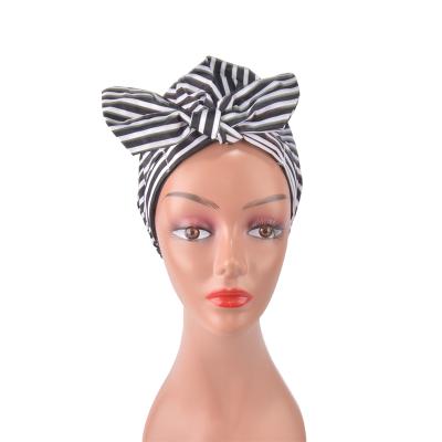 China New Arrival Viable Elastic Ribbed Bow Hot Selling Waterproof Shower Cap for sale