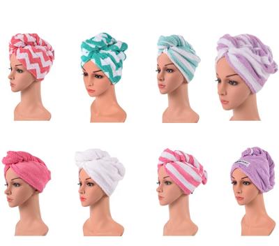 China Super QUICK DRY 100% Absorbent Cotton Hair Towel Turban Wrap With Custom Colors for sale