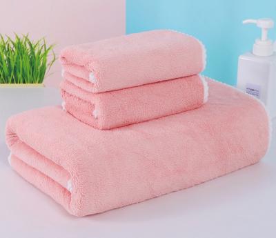 China Hypoallergenic Bath Towel 3 Pieces Set Custom LOGO Family Set Face Towel Soft Absorbent Bath Towel Wholesale Set for sale