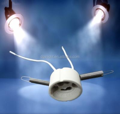 China Screw Ceramic Ceiling Light Fittings GU10 Lamp Holder GU10 With Spring And Cable for sale