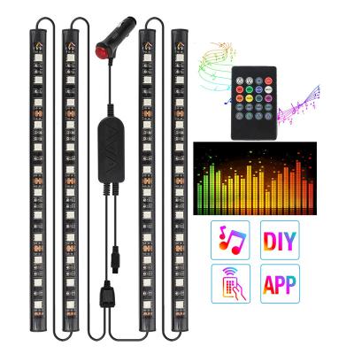 China Decoration remote control custom vehicle app car interior led strips led light vehicle interior strip lights SC-AUTO-RGB-12 for sale