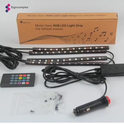 China For Vehicle BLE RGB LED Strip Atmosphere Car Interior Remote Interior Decorative Lights 5050 Led For Car for sale