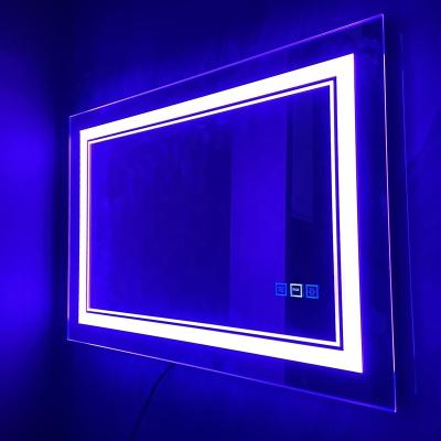 China Hotel Lead Bath Smart Touch Sensor Custom Bathroom Products Mirror Big Logo Light Wall Led Touch Mirros for sale