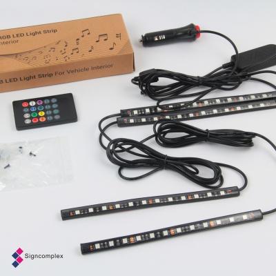 China For Vehicle Interior 5050 RGB Led Strip Light Remote Car BLE APP Control Battery Cable Interior Light Strip for sale