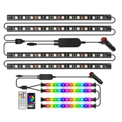 China Multi Color Car Interior Lighting Strip Under Seat Moving Control Music Sensor 12v Lighting Interior Festoon Car Floor Lights SC-AUTO-RGB-IC-12 for sale