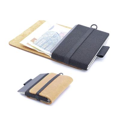 China Crazy Horse Anti-theft Magic Leather Elastic Band Sleeve Holder Credit Card Thin Minimalist Wallet for sale