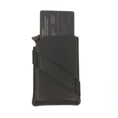 China RFID Blocking Leather Automatic Quick Card Access Card Wallet With Elasric Clip Wallet For Men Pop for sale