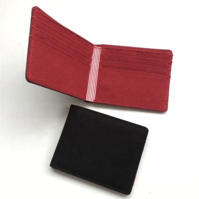 China Latest Material Canvas Material Short Card Colorful Canvas Lightweight Anti-theft Purse Men Bifold Wallet for sale