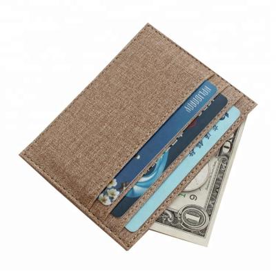 China Fashion Thin Material Unisex Fabric Credit Card Holder Pocket Canvas Card Wallet Mini for sale