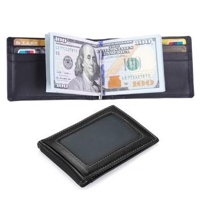 China Long lunxry men's RFID after-sales service high quality leather minimalist rfid wallet with silver clasp for sale