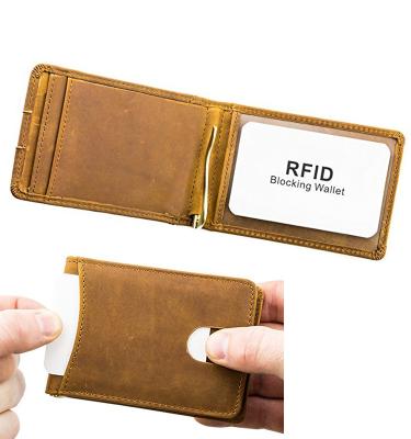 China Minimalist Crazy Leather Mens Safe Front Pocket Vintage Rfid Protection Horse Wallet for sale