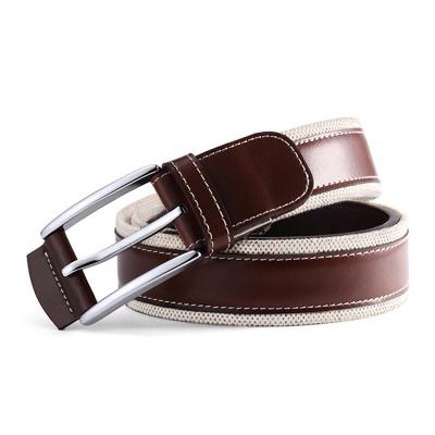 China Factory Custom Leather Belts Men's Custom Canvas Wallet Cowhide Leather Canvas Belt Cheapest Wholesale Eco-Friendly Price for sale