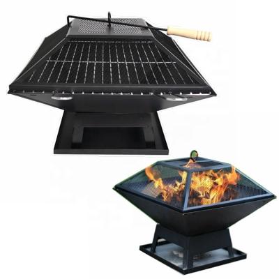 China Easily Assembled Into The Running Outdoor Fireplace Pit Camping Barbecue Grill Square BBQ Fire Pit for sale