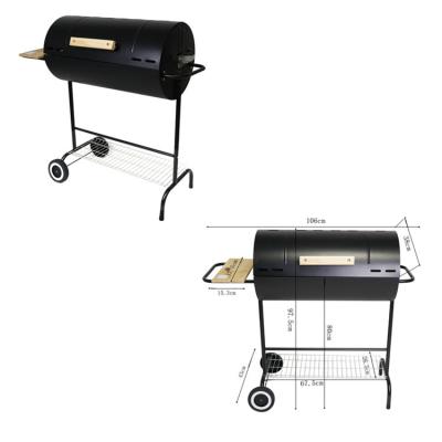 China Factory Supply Adjustable Height Cart Charcoal Oil Can BBQ BBQ Smoker Outdoor Black Grill for sale