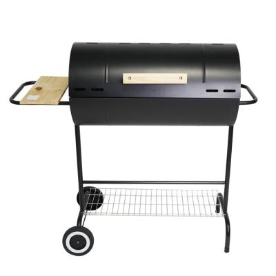 China Popular South America Barrel BBQ Smoker Oil Pump Charcoal BBQ Grill Smoker Adjustable Height With Wood Table for sale