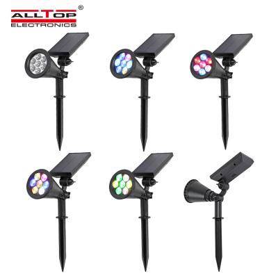 China ALLTOP garden factory wholesale ABS outdoor waterproof ip65 7w garden led solar spike light for sale