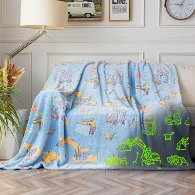 China PORTABLE Glow in the Dark Fleece Blanket Flannel Blanket Bright Throw Blanket for sale