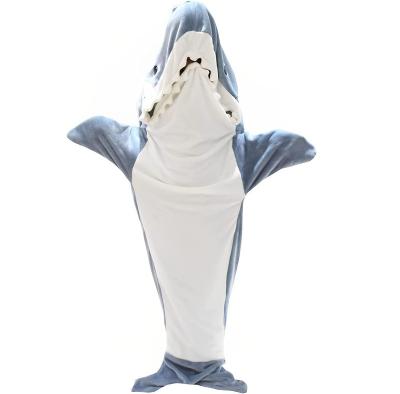 China Super Soft Comfortable Wearable Flannel Hoodie Blanket Shark Wearable Blanket, Shark Onesie Blanket for sale