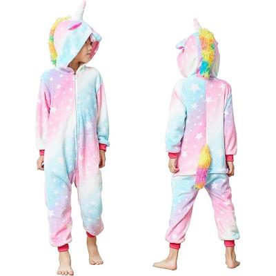 China New Wearable Plush Children's Unicorn Pajamas Halloween Kids Onesie Unisex Costume for sale