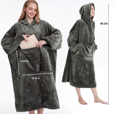 China Anti Dust Mites Hooded Covering Sweatshirt Oversized Wearable Blanket Hoodie With Sleeves For Winter for sale