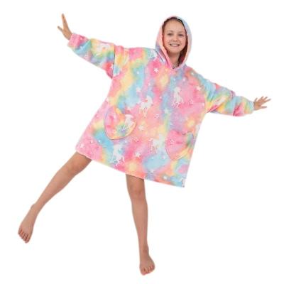 China PORTABLE Hot Sale Winter Warm Hooded Kids Cover Up Hoodie Unicorns Rainbows Glow In The Dark Cover Up Hoodie for sale