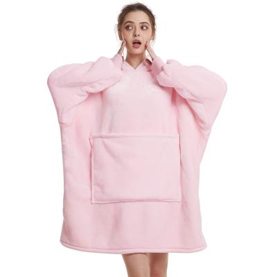 China Cheap Wholesale Solid Dust Mite Anti Dust Sherpa Sweatshirt Hoodie Oversized Hooded Covering Blankets With Sleeves for sale