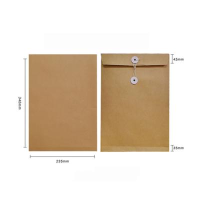 China Popular Durable Custom Logo Documents Packaging Kraft File Bag With String for sale