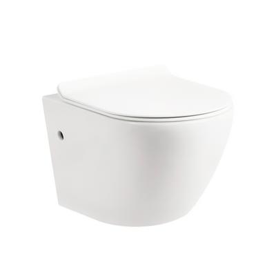 China Modern Popular Rimless WC Toilet Square Washdown Watermark Porcelain Double-Flow Maid Sales Square Wall Hung Toilet Bowl for sale