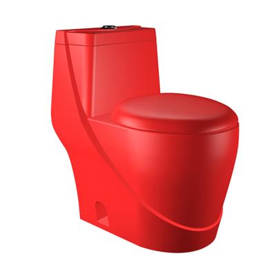 China New Double-Flow Ceramic Floor Standing Bathroom Wc Red Color Ceramic One Piece Toilet Set for sale