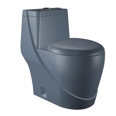 China Modern Colorful Matte Gray Color Bathroom Sanitary Ware Fashion One Piece Toilet for sale