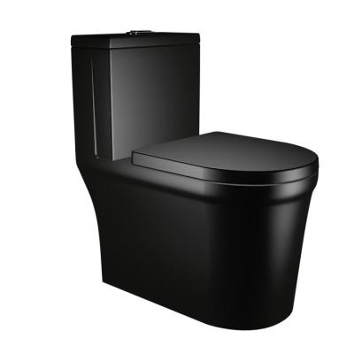 China Chaozhou Sanitary Ware One Piece Matte Siphonic Black Double-Flow Ceramic Black Toilet for sale