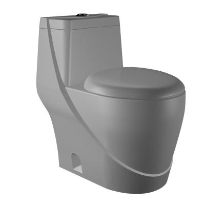 China Wholesale Cheap Price Double-Flow Floor Water Saving Gray One Piece Toilet Bowl for sale