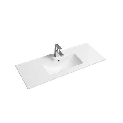 China Modern Simple Design New Modern Cabinet Bathroom Vanity Square Ceramic Public Wash Basin for sale